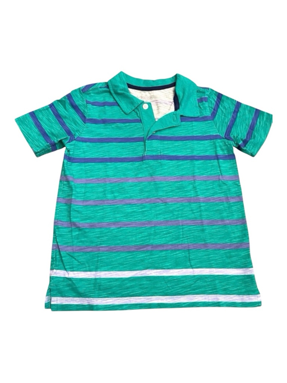 Striped Green and Blue Boys Polo Shirt Size 6